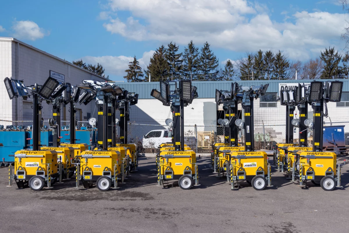 Jobsite Metro Light Towers at an industrial site