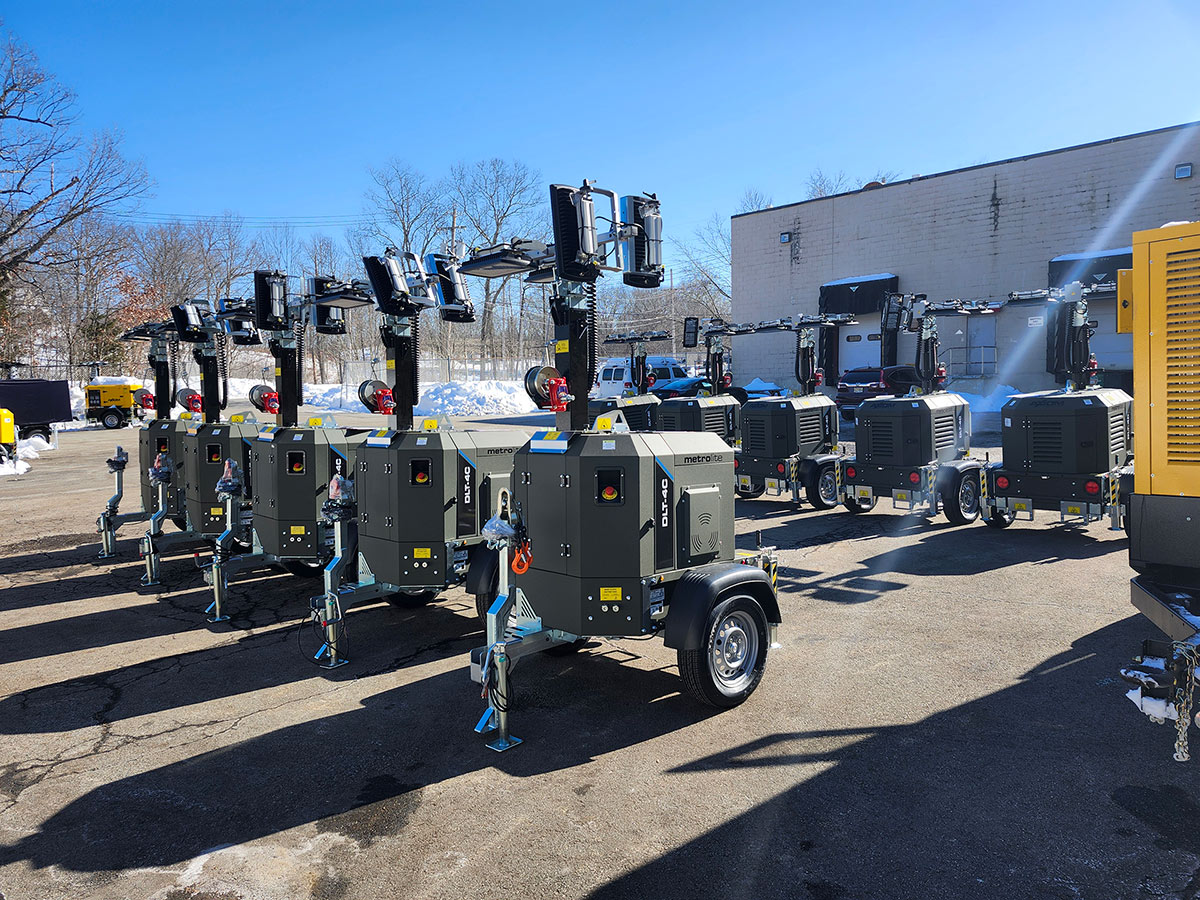 Fleet of Axiom Diesel and Electric Light Towers in transit to U.S. Government site