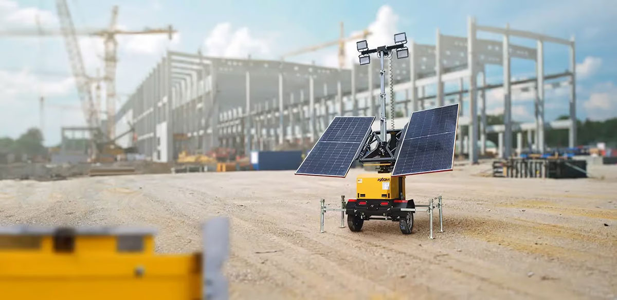 Axiom light towers on construction site