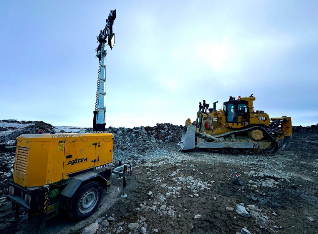 Axiom light towers on construction site